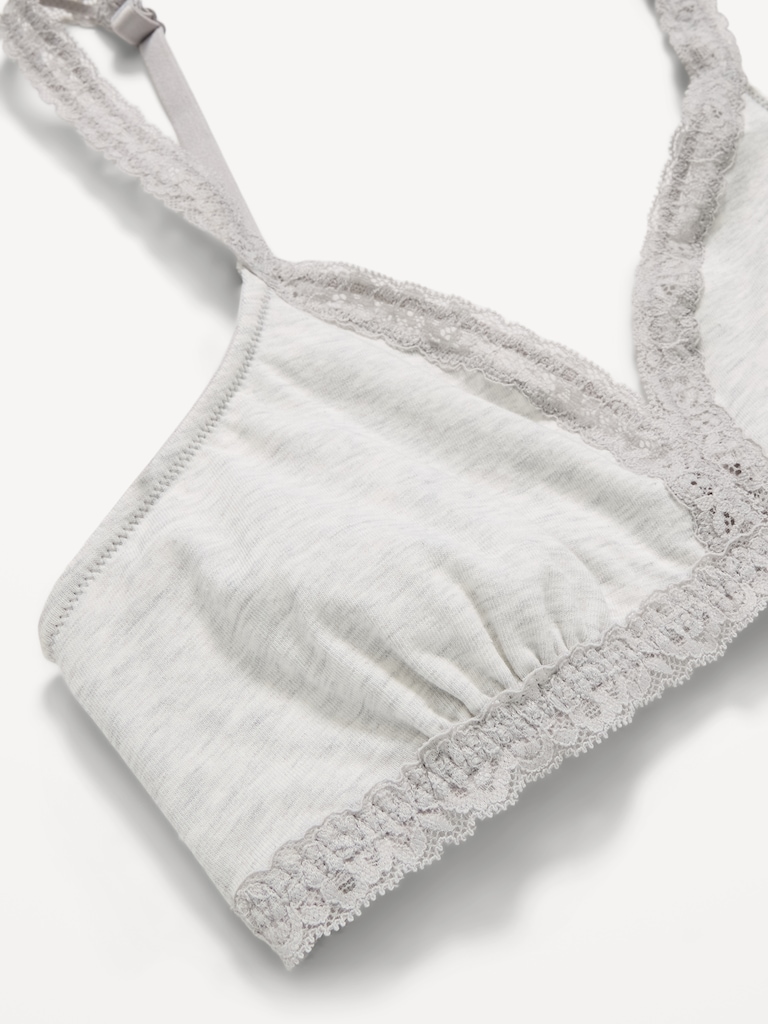 Lace-Trim Cotton Triangle Bralette