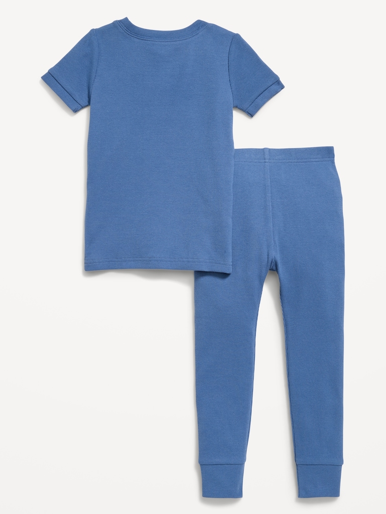 Snug-Fit Ribbed Pajama Set for Toddler & Baby
