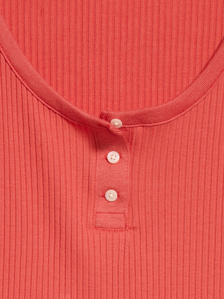 Scoop-Neck Fitted Henley Top