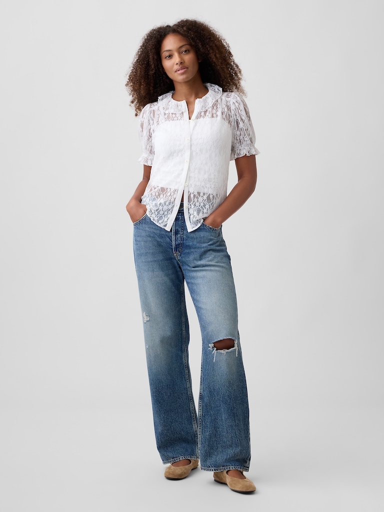 Relaxed Lace Ruffle Top