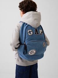 Kids Denim Logo Patch Backpack