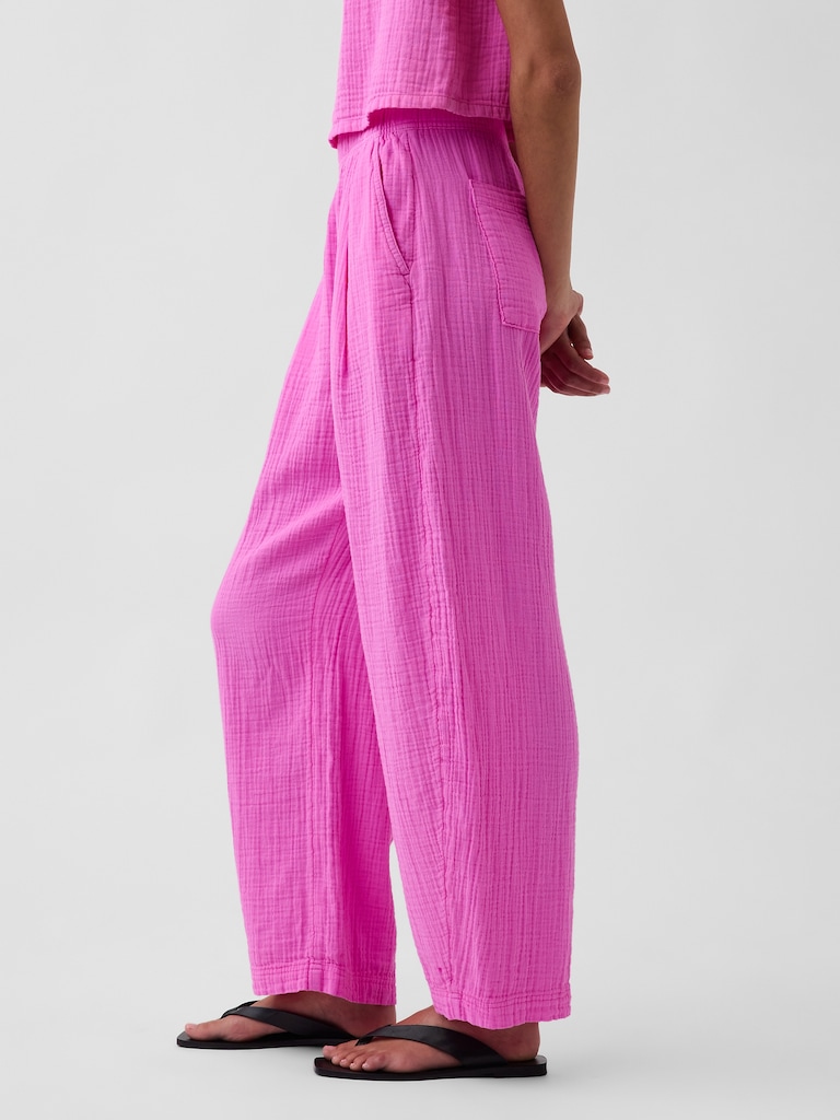 Cotton Gauze Easy Barrel Pants