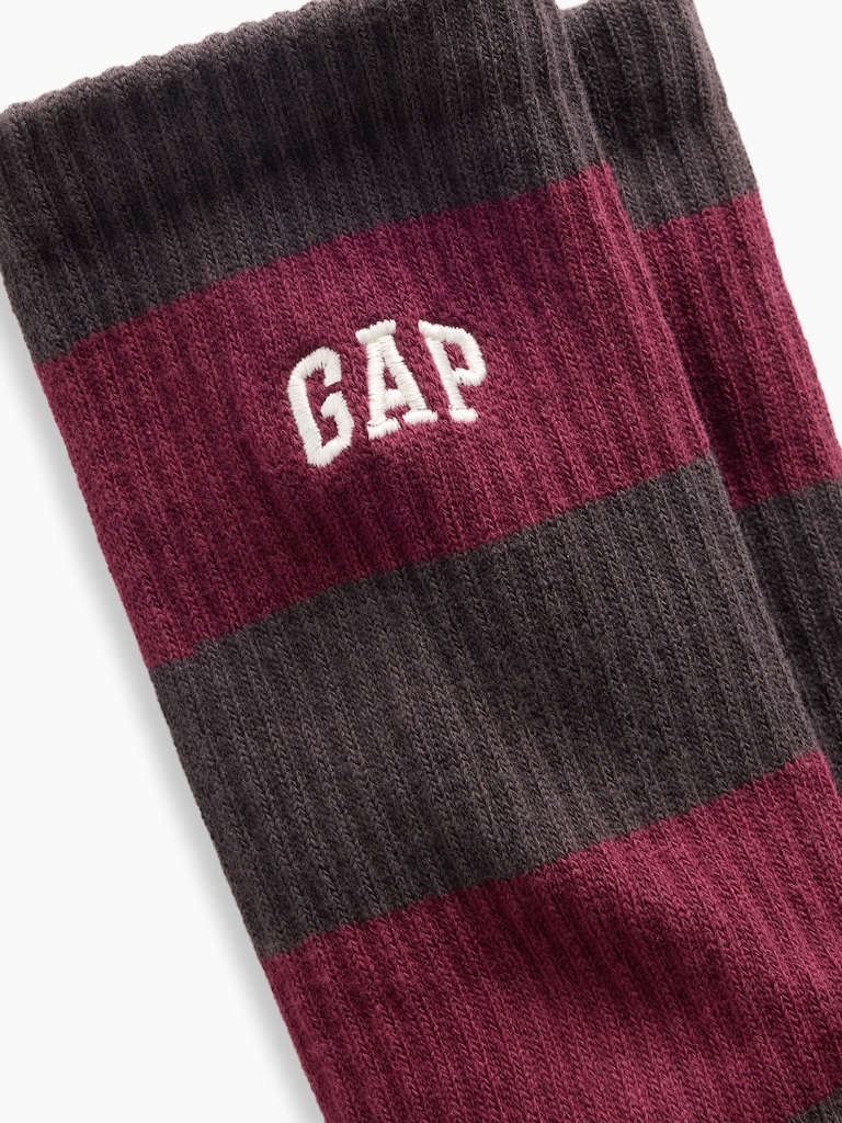 Rugby Stripe Logo Crew Socks