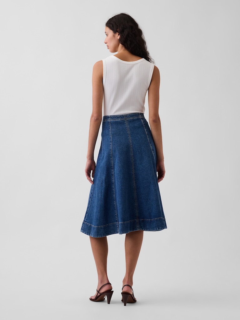 Jupe tulipe mi-longue en denim