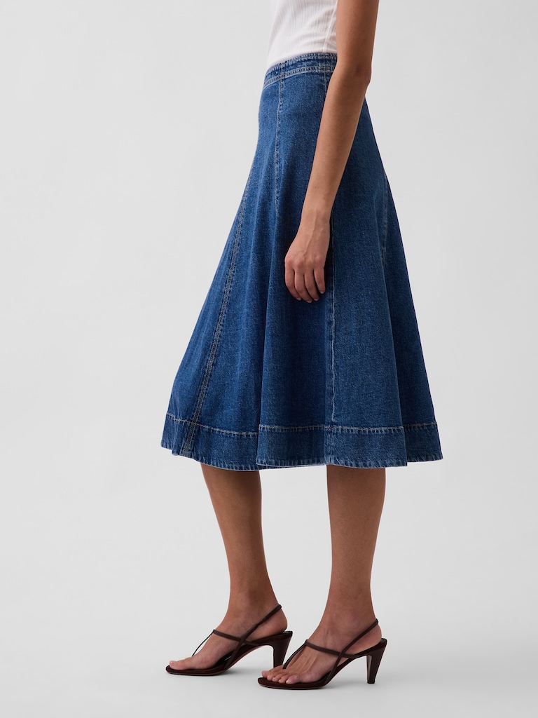 Jupe tulipe mi-longue en denim