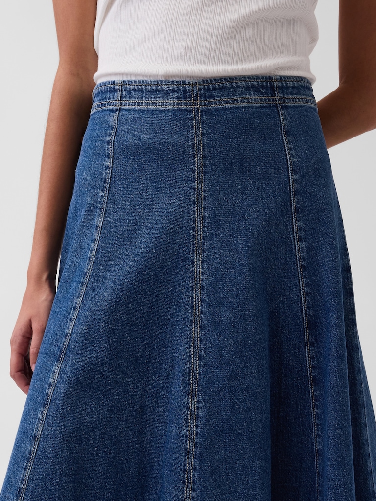 Jupe tulipe mi-longue en denim