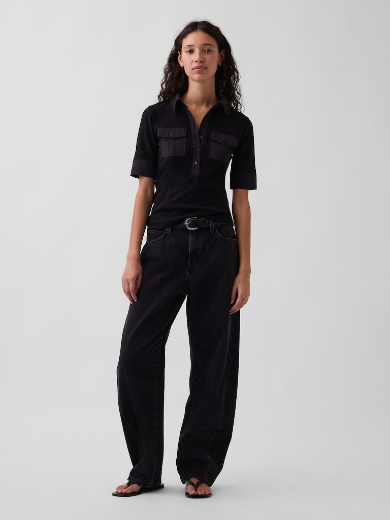 Modern Elbow-Sleeve Utility T-Shirt