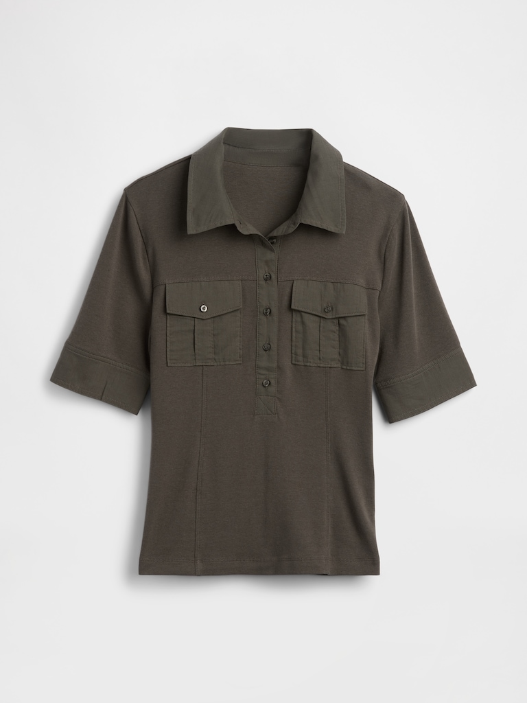 Modern Elbow-Sleeve Utility T-Shirt