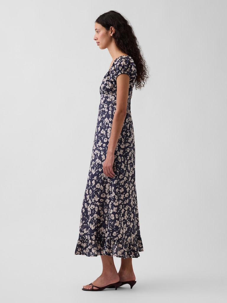 V-Neck Ruffle Hem Maxi Dress