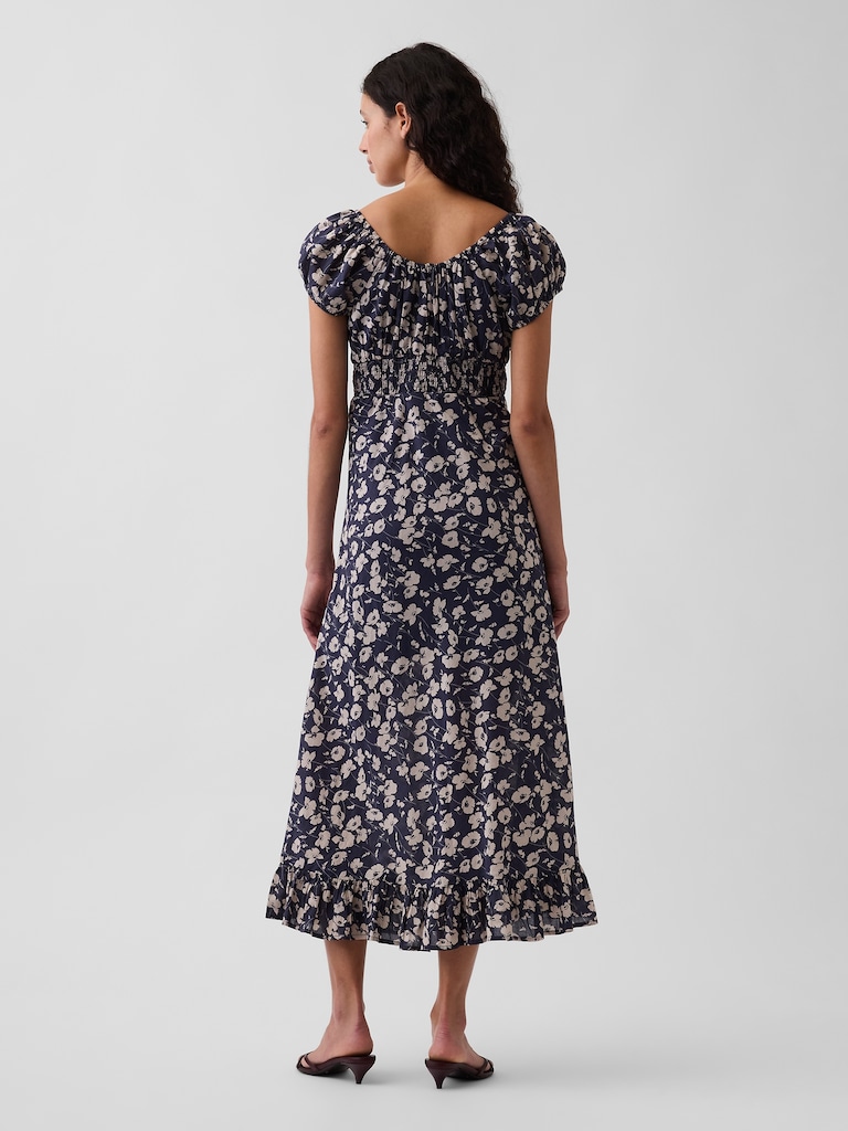 V-Neck Ruffle Hem Maxi Dress