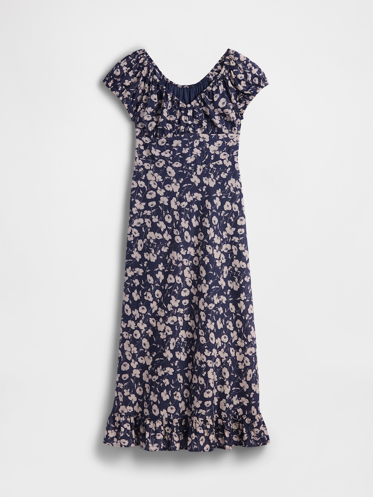 V-Neck Ruffle Hem Maxi Dress