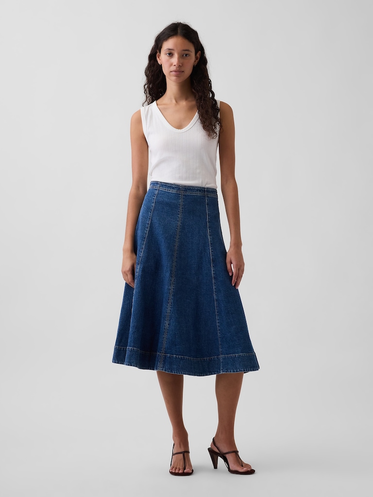Jupe tulipe mi-longue en denim