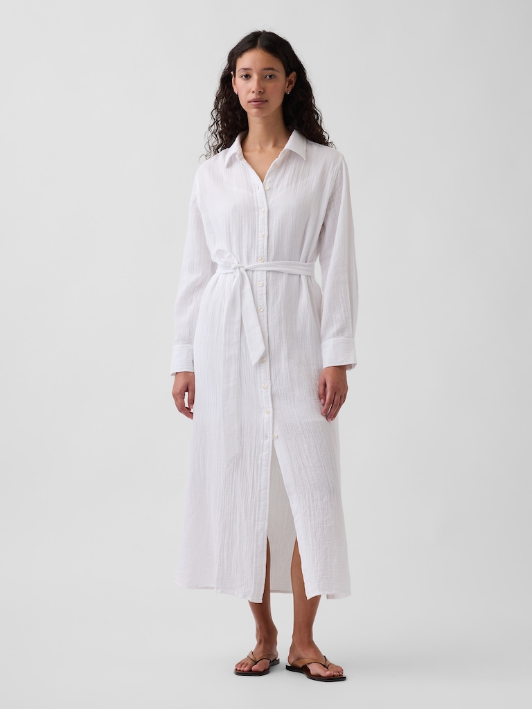 Cotton Gauze Maxi Shirtdress