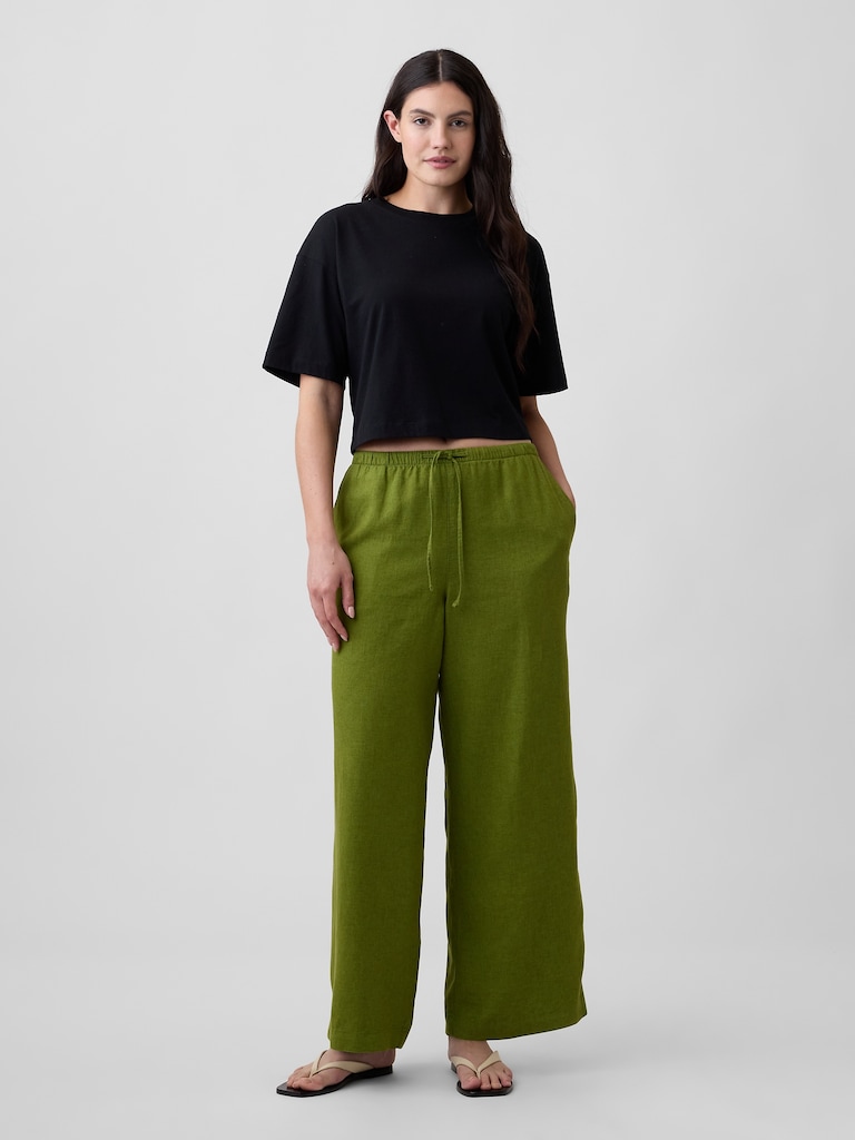 Relaxed Linen-Blend Wide-Leg Pants