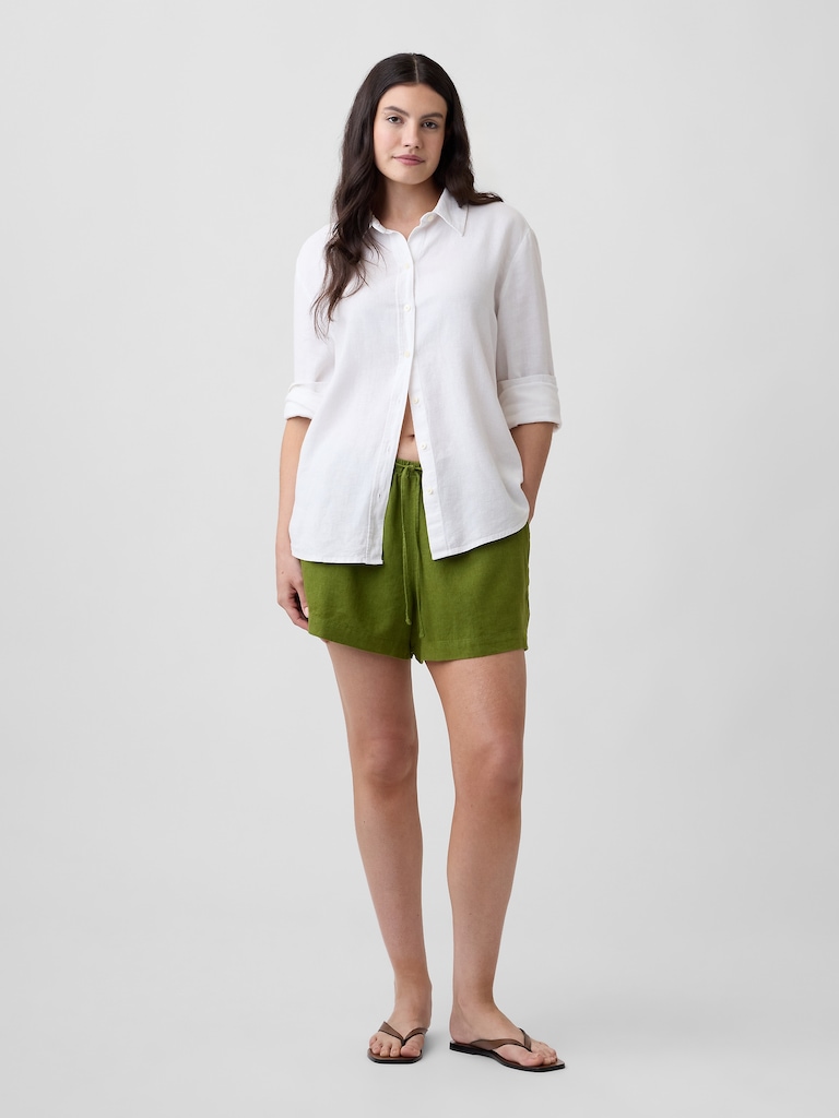 4" Pull-On Linen-Blend Shorts