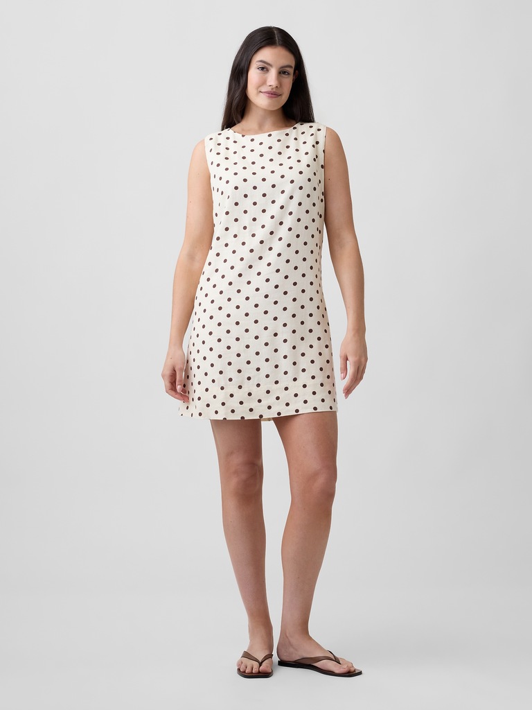 Linen-Blend Apron Mini Dress