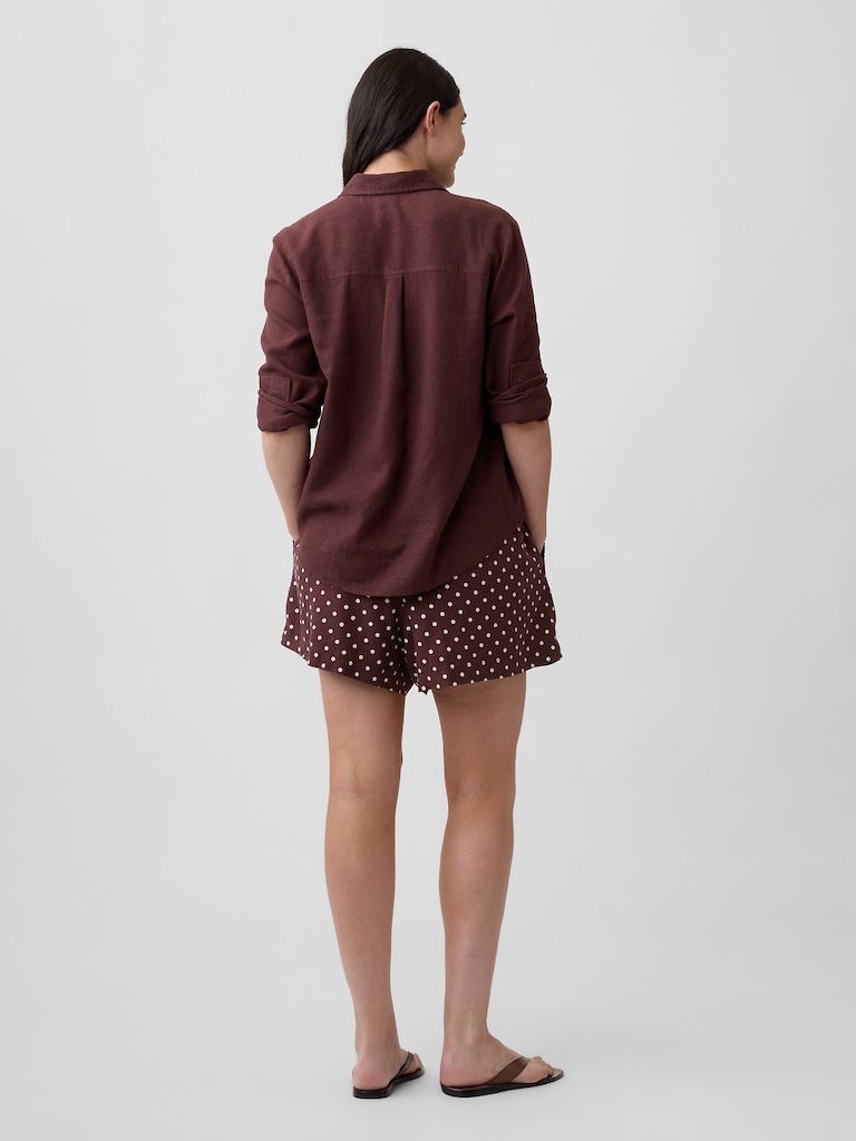 4" Pull-On Linen-Blend Shorts