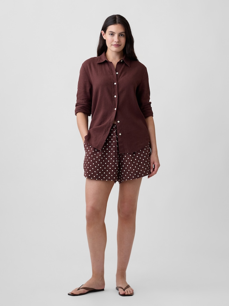 4" Pull-On Linen-Blend Shorts