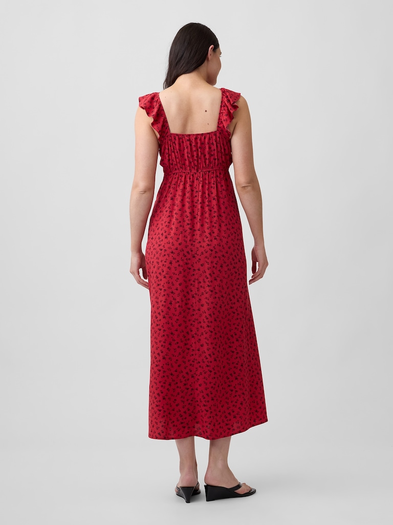 Ruffle V-Neck Maxi Dress