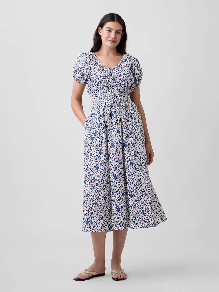 Puff Sleeve V-Neck Maxi Dress