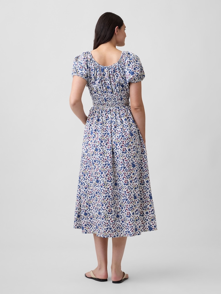 Puff Sleeve V-Neck Maxi Dress