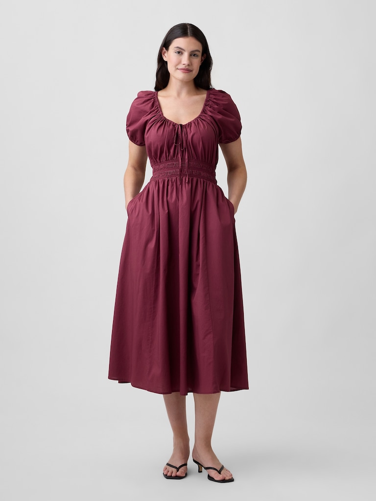 Puff Sleeve V-Neck Maxi Dress