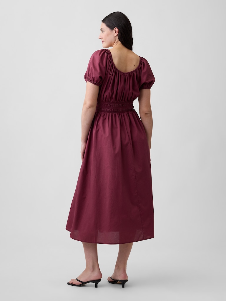 Puff Sleeve V-Neck Maxi Dress