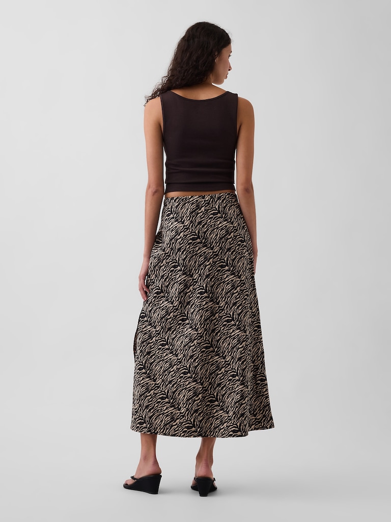 Linen-Blend Maxi Slip Skirt