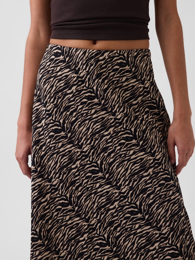 Linen-Blend Maxi Slip Skirt