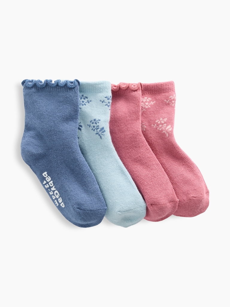 Baby & Toddler Floral Ruffle Crew Socks (4-Pack)