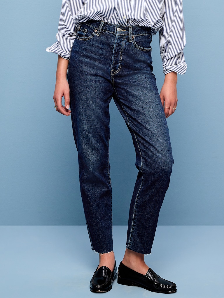 High-Waisted Button-Fly OG Straight Ankle Jeans