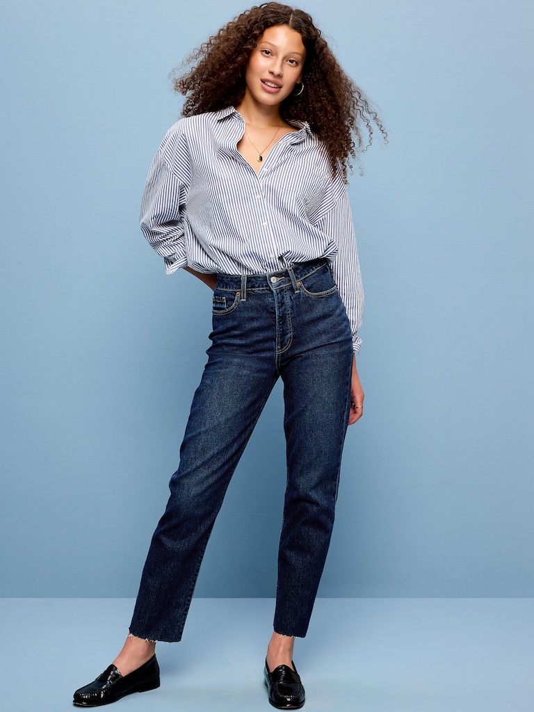High-Waisted Button-Fly OG Straight Ankle Jeans