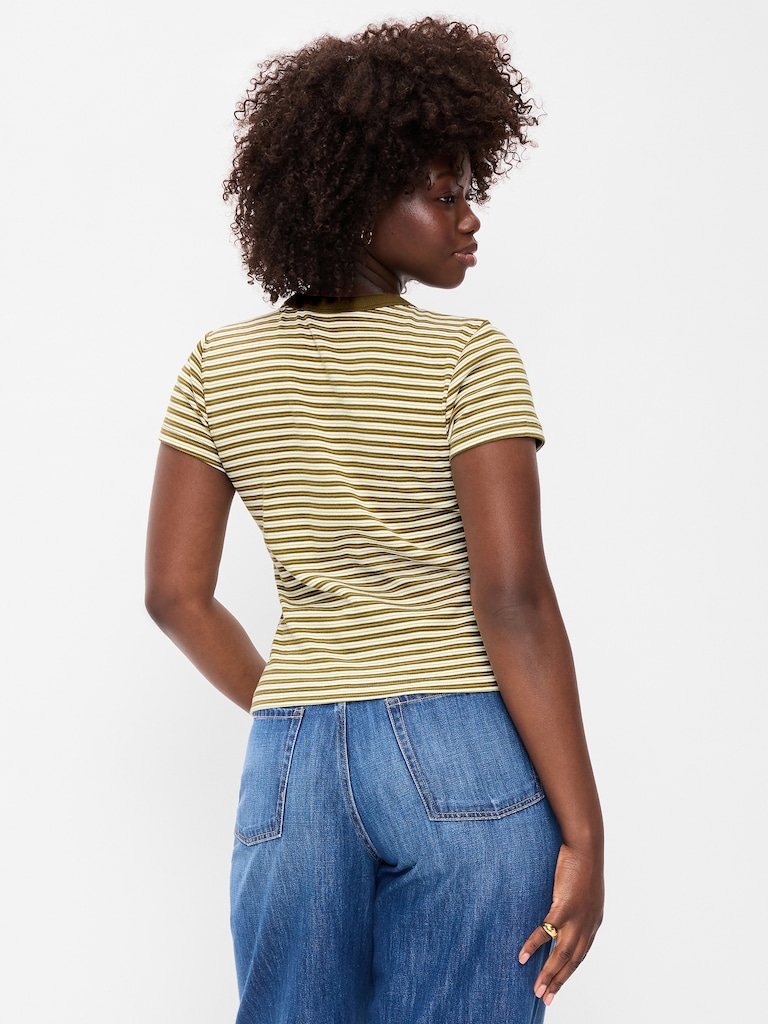 Snug Crew-Neck Ribbed T-Shirt