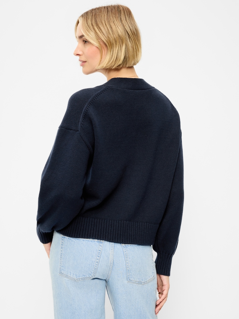 Seaside Cotton V-Neck Cardigan Sweater