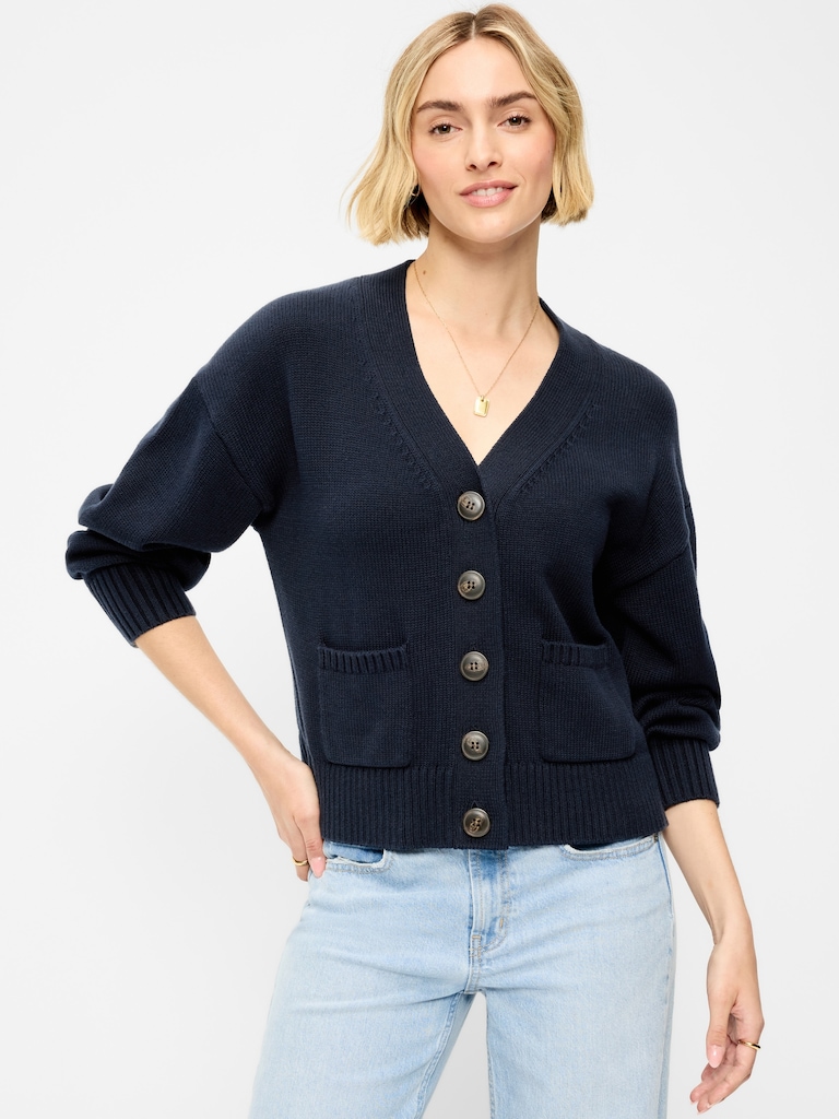 Seaside Cotton V-Neck Cardigan Sweater