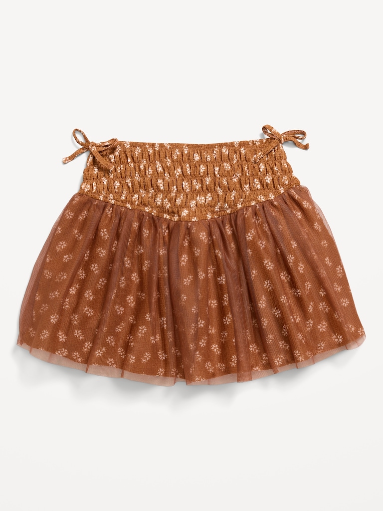 Western Smocked Tulle Skirt for Toddler Girls