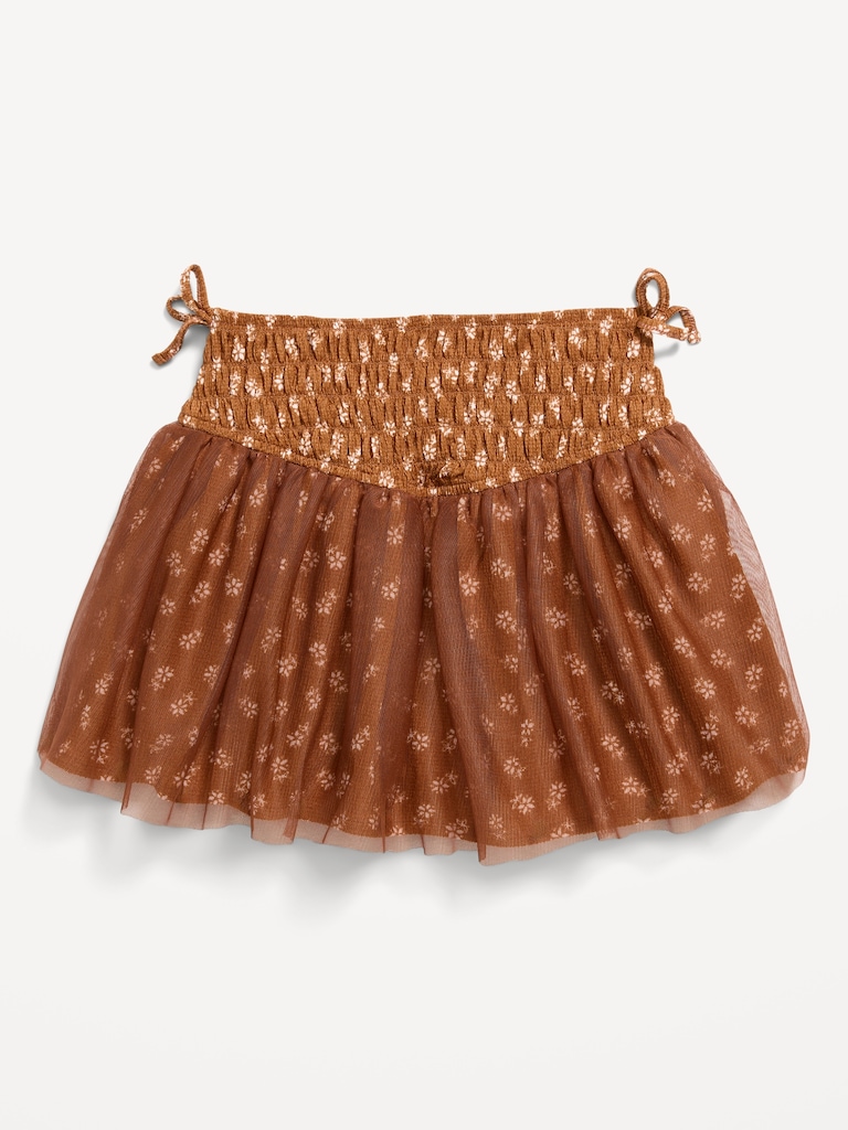 Western Smocked Tulle Skirt for Toddler Girls
