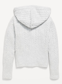 Fitted Cable-Knit Full-Zip Hoodie for Girls