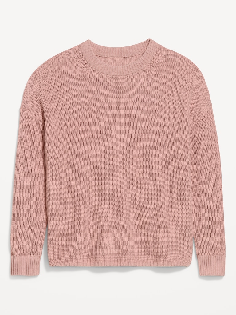 Crew-Neck Shaker Stitch Tunic Sweater