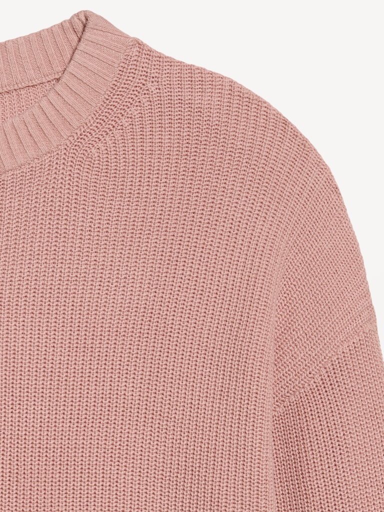Crew-Neck Shaker Stitch Tunic Sweater