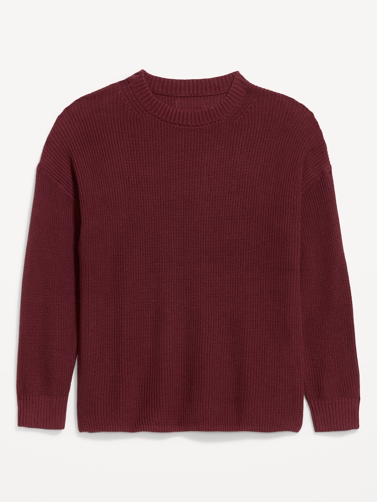 Crew-Neck Shaker Stitch Tunic Sweater