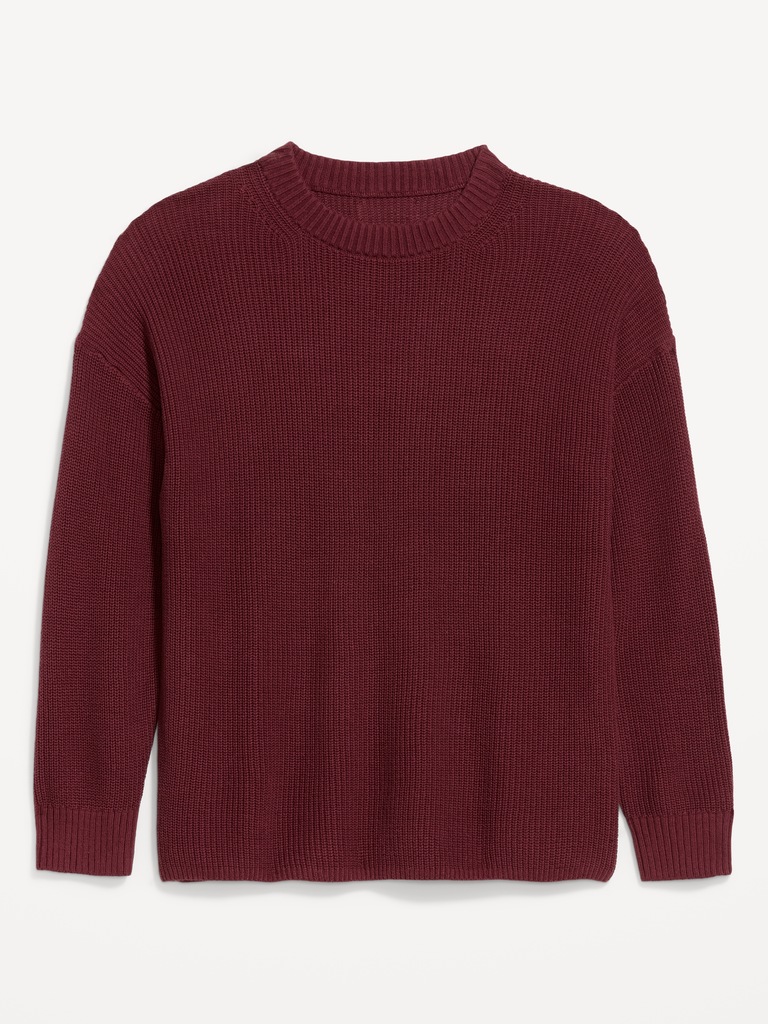 Crew-Neck Shaker Stitch Tunic Sweater