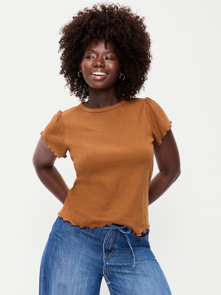 Lettuce-Edge Pointelle Top