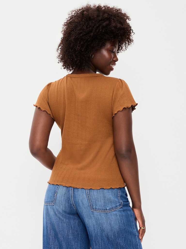 Lettuce-Edge Pointelle Top