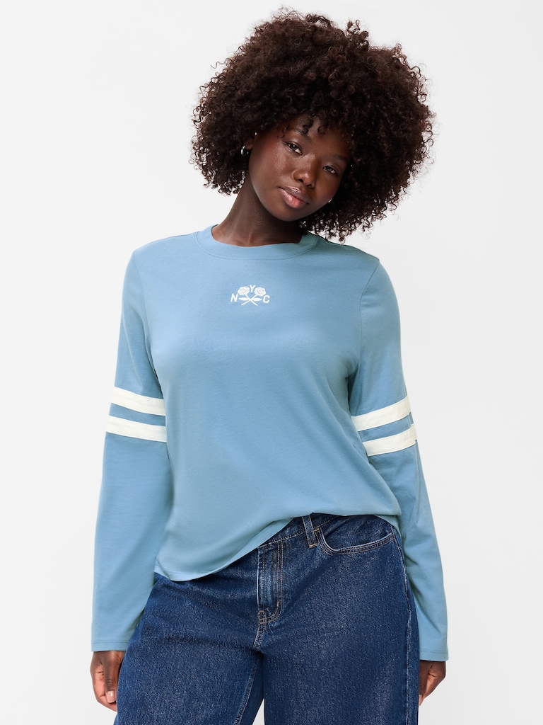 T-shirt passe-partout à imprimé à manches longues