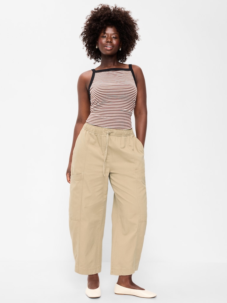 Mid-Rise Pull-On Utility Pants