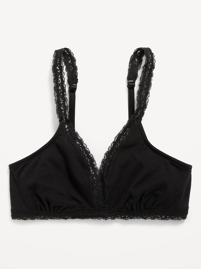 Lace-Trim Cotton Triangle Bralette