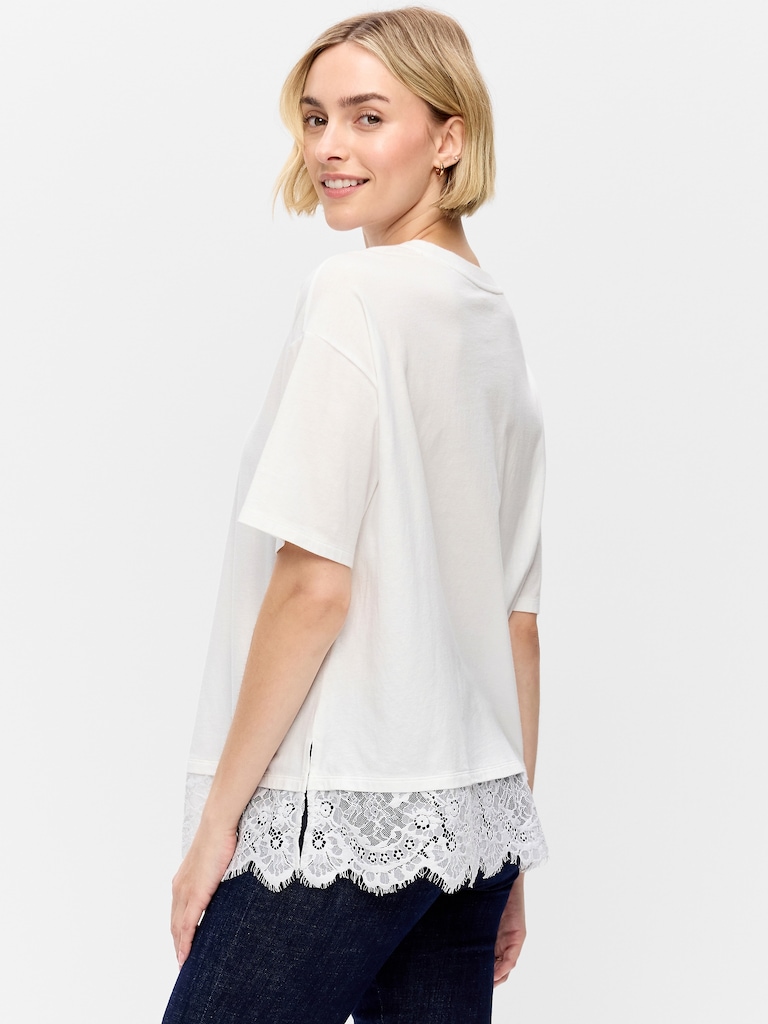 Oversized Lace Hem T-Shirt
