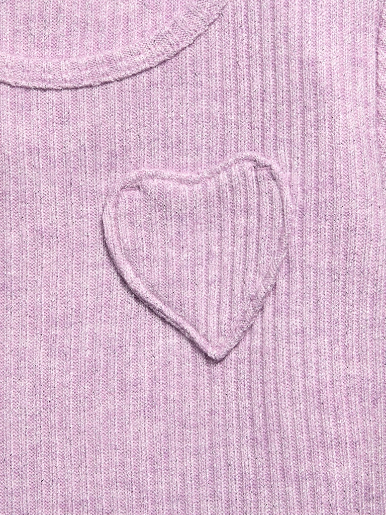 Short-Sleeve Ribbed Heart Pocket Dress for Toddler Girls