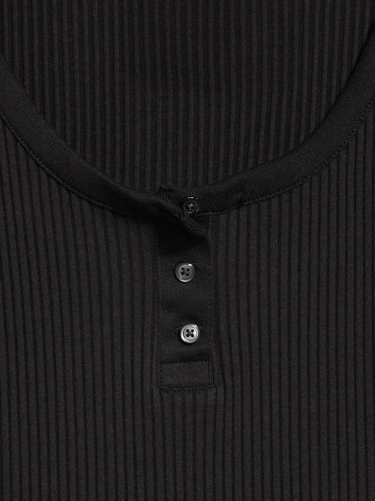 Scoop-Neck Fitted Henley Top